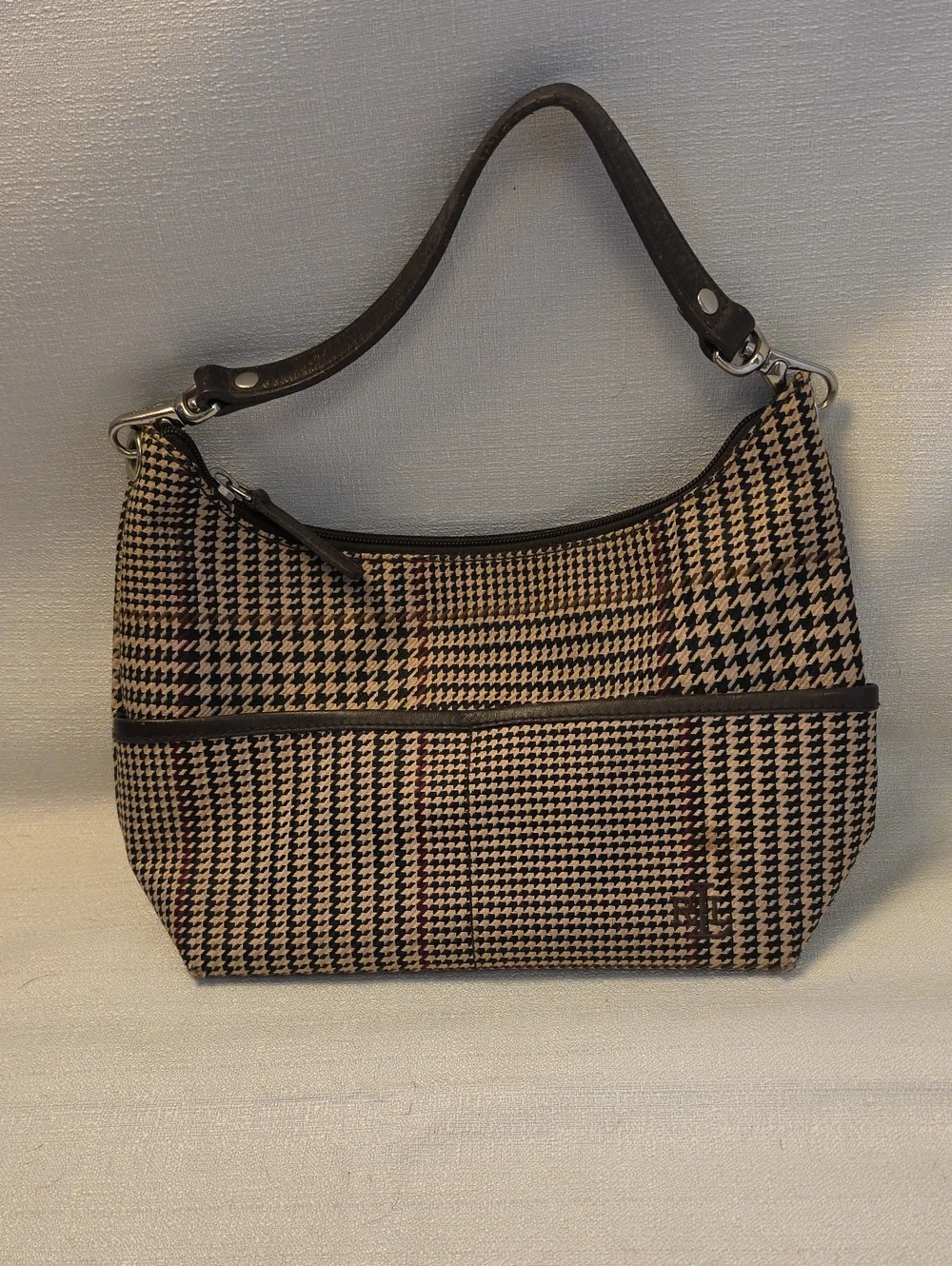 Classic Vintage Ralph Lauren Houndstooth Satchel in Brown and Tan